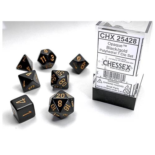 Chessex Polyhedral 7-Die Set Opaque Black/Gold