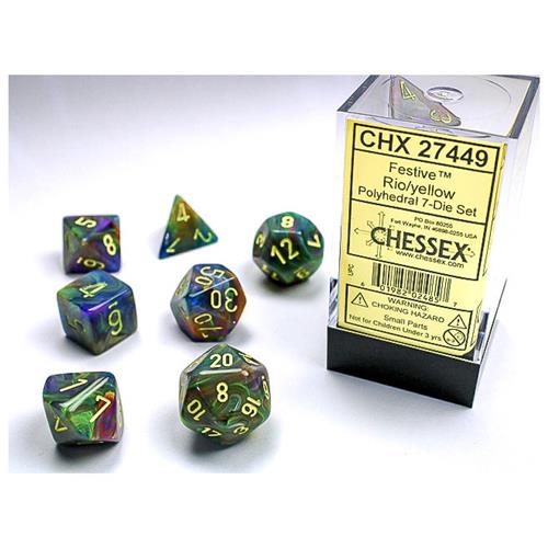 Chessex Polyhedral 7-Die Set Festive Rio/Yellow